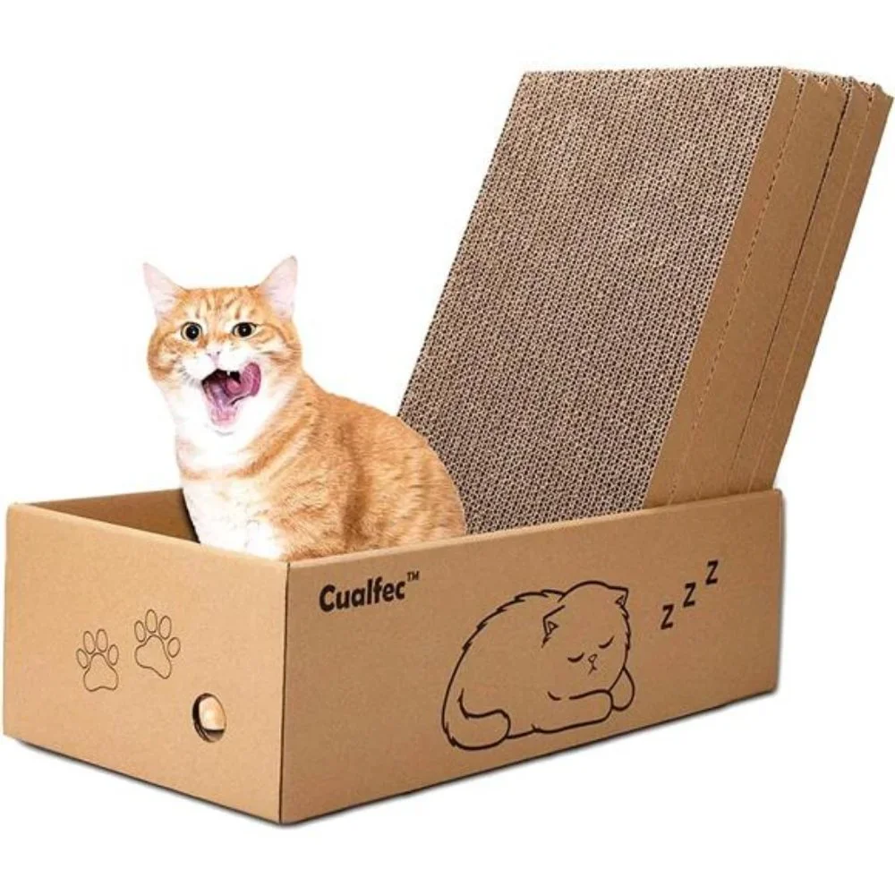 5 Pcs Cardboard Cat Scratchers with Box 16.5x8.2in Cat Scratch Pad Reversible
